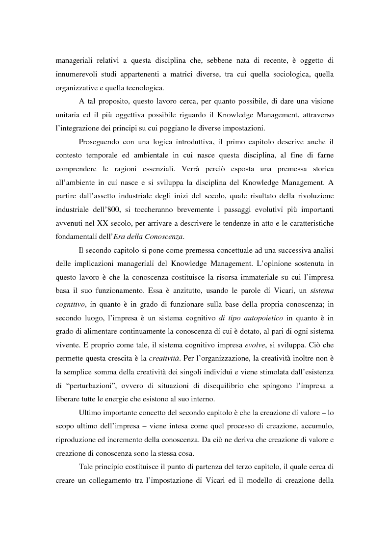 Anteprima della tesi: Knowledge Management: ripensare l'impresa come piattaforma di conoscenze, Pagina 3