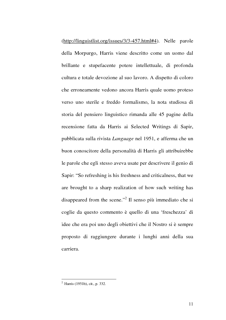 Anteprima della tesi: Il metalinguaggio di Zellig S. Harris nel periodo 1940-1951, Pagina 11