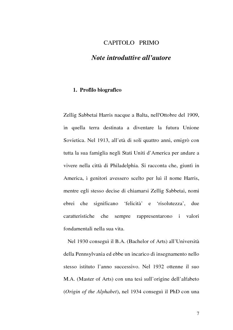 Anteprima della tesi: Il metalinguaggio di Zellig S. Harris nel periodo 1940-1951, Pagina 7