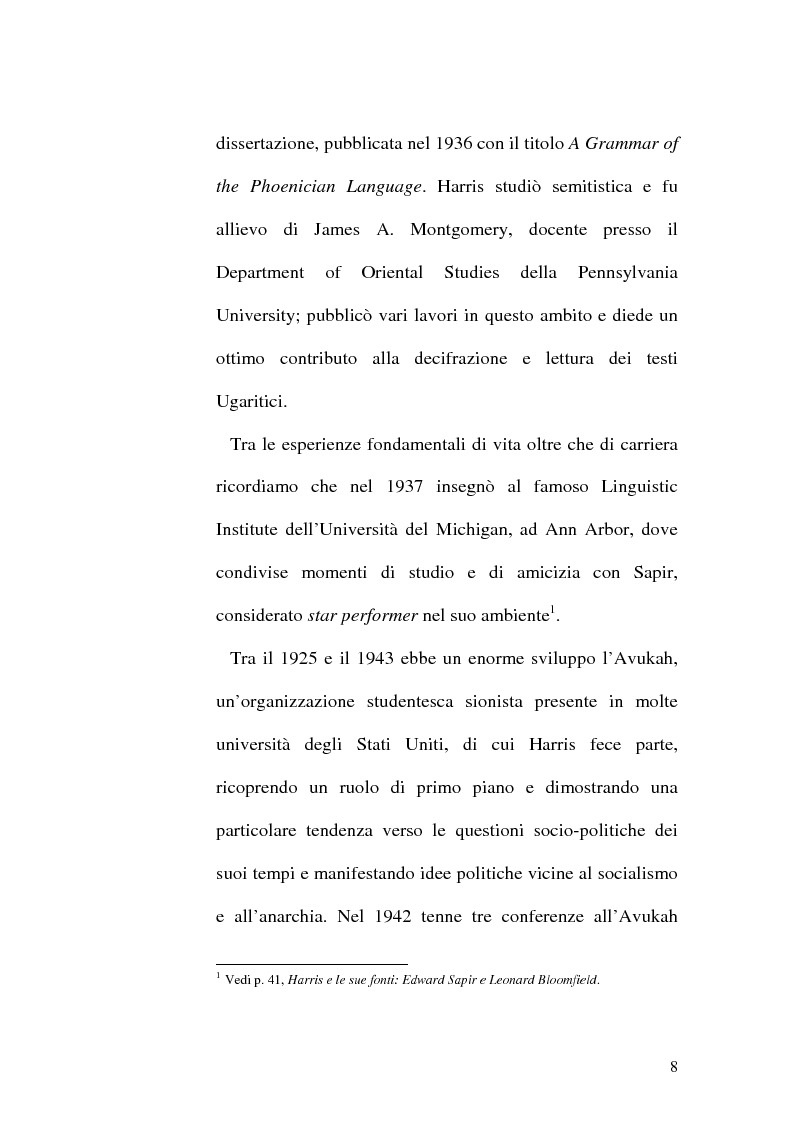 Anteprima della tesi: Il metalinguaggio di Zellig S. Harris nel periodo 1940-1951, Pagina 8