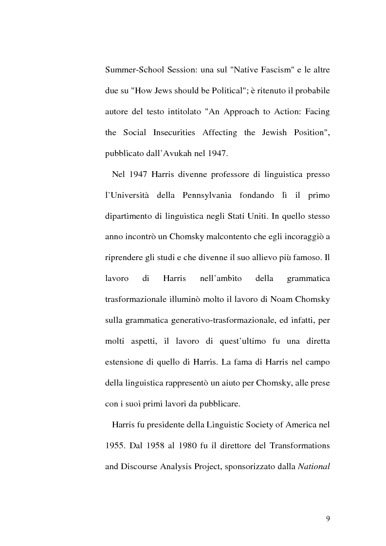 Anteprima della tesi: Il metalinguaggio di Zellig S. Harris nel periodo 1940-1951, Pagina 9