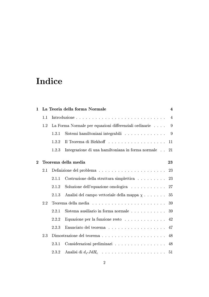 Indice della tesi: Teorema della media per equazioni differenziali alle derivate parziali, Pagina 1