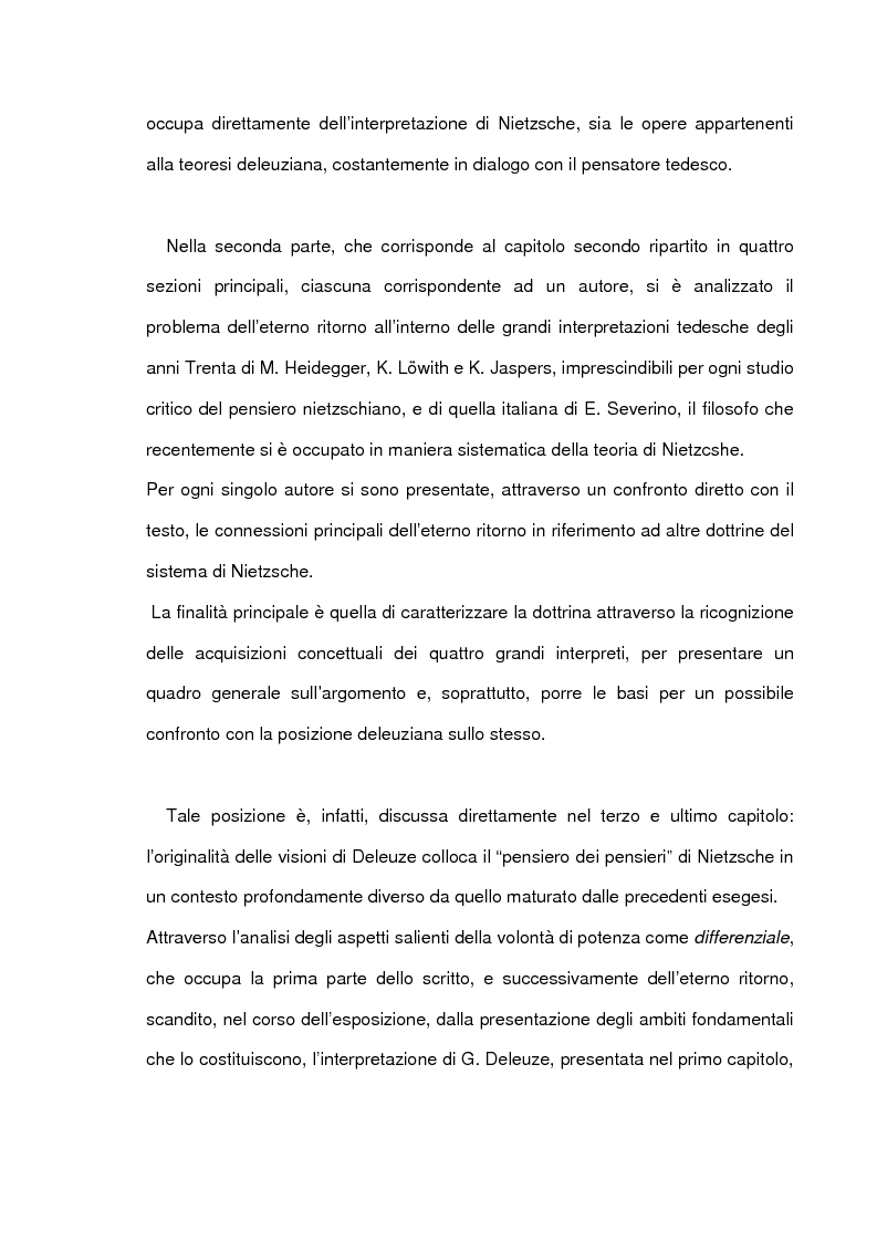 Anteprima della tesi: Gilles Deleuze e l'eterno ritorno di F. Nietzsche, Pagina 4