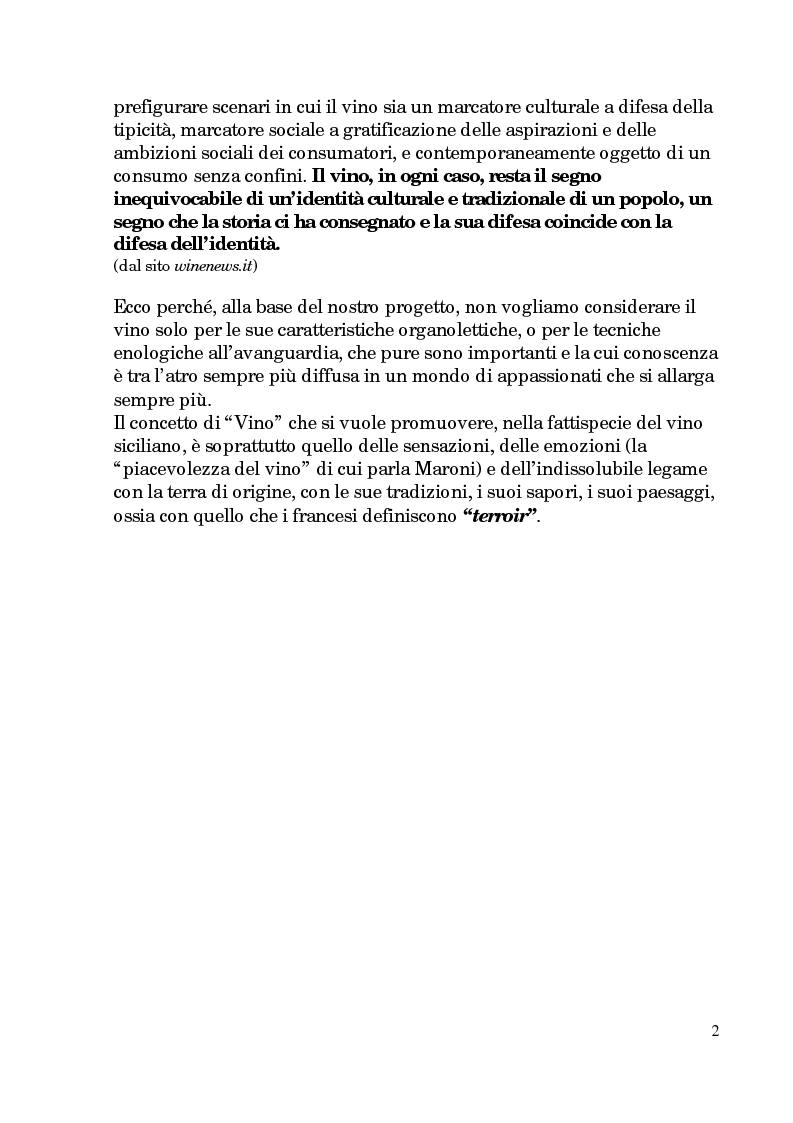 Anteprima della tesi: Progetto di promozione e valorizzazione del vino siciliano, Pagina 2