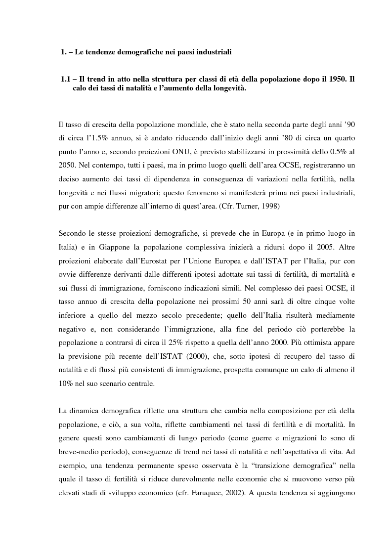 Anteprima della tesi: Invecchiamento della popolazione, stato sociale e assistenza agli anziani, Pagina 5