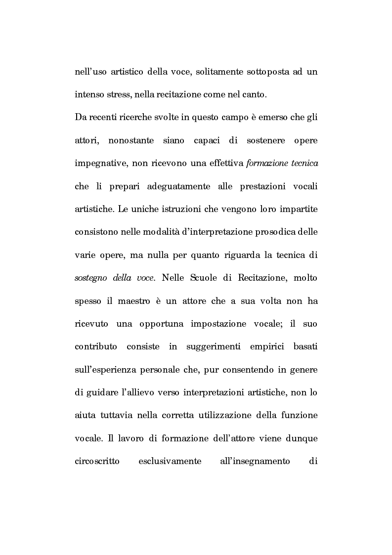 Anteprima della tesi: Pedagogia vocale e terapia riabilitativa nello specifico attorale, Pagina 2