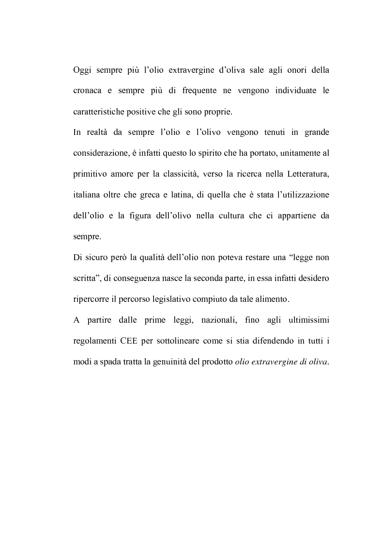 Anteprima della tesi: L'analisi sensoriale degli oli vergini di oliva: aspetti storici, legislativi e tecnico scientifici, Pagina 2