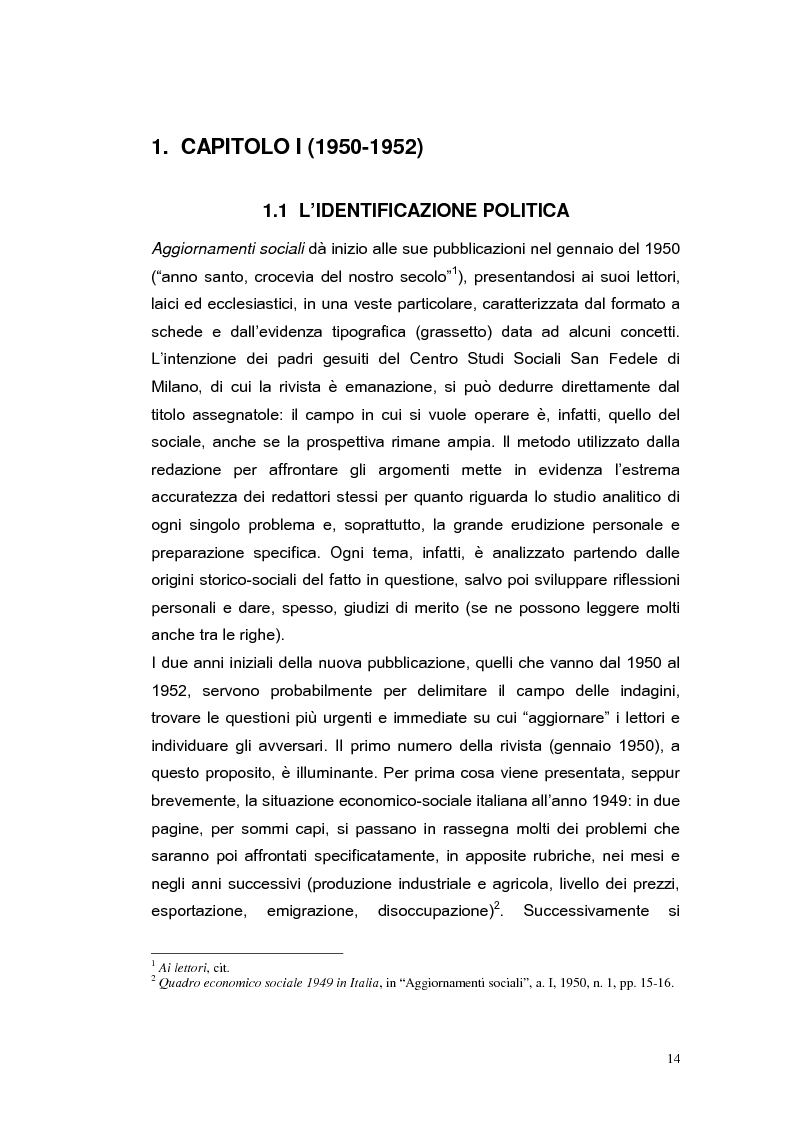 Anteprima della tesi: ''Aggiornamenti Sociali'' 1950-1963: un percorso attraverso i cambiamenti politico-sociali negli anni della ricostruzione e del boom economico, Pagina 11