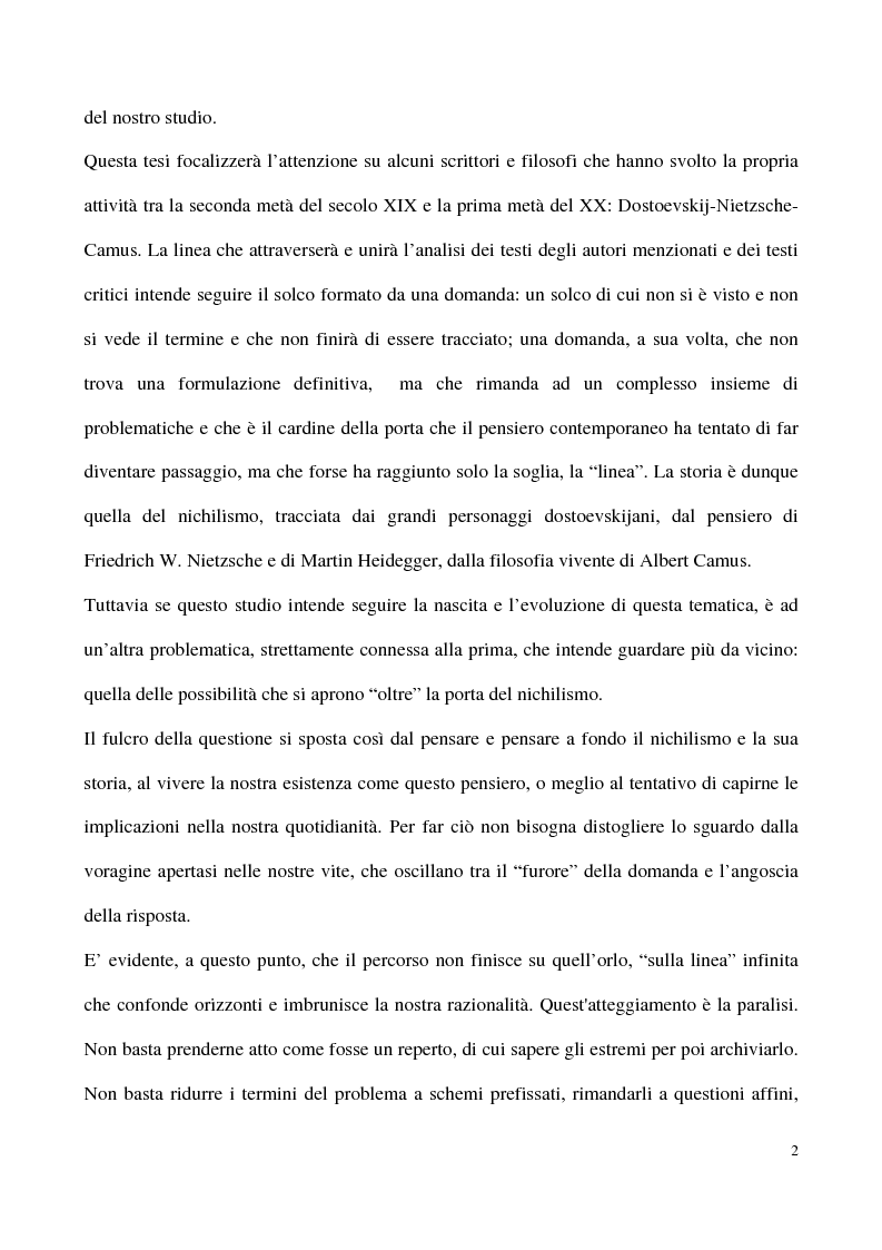 Anteprima della tesi: L'impossibilità del negativo. Il problema del nichilismo in Fedor M. Dostoevskij, Pagina 2