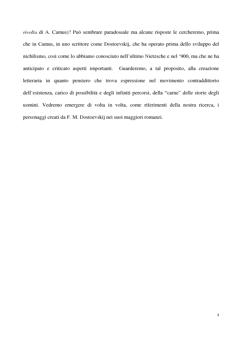 Anteprima della tesi: L'impossibilità del negativo. Il problema del nichilismo in Fedor M. Dostoevskij, Pagina 4