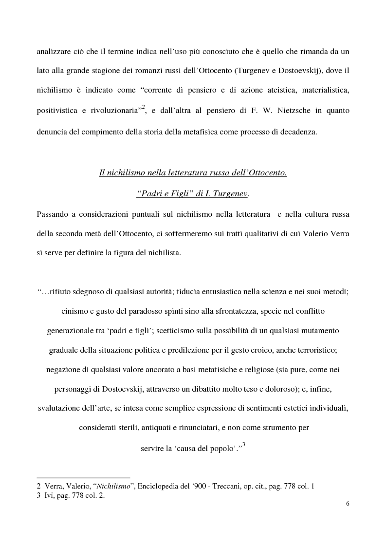 Anteprima della tesi: L'impossibilità del negativo. Il problema del nichilismo in Fedor M. Dostoevskij, Pagina 6