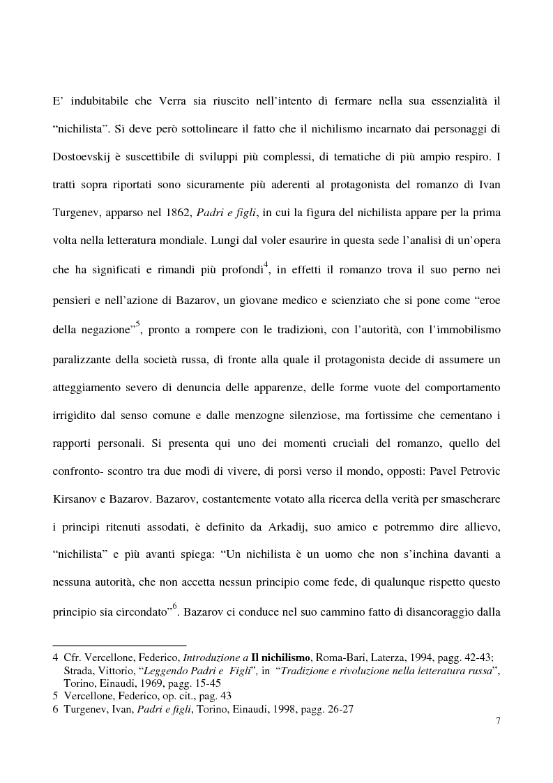 Anteprima della tesi: L'impossibilità del negativo. Il problema del nichilismo in Fedor M. Dostoevskij, Pagina 7