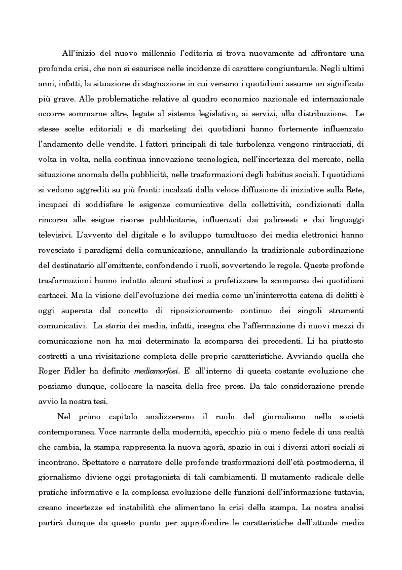 Anteprima della tesi: Leggo City in Metro. Viaggio nel fenomeno della free press, Pagina 2