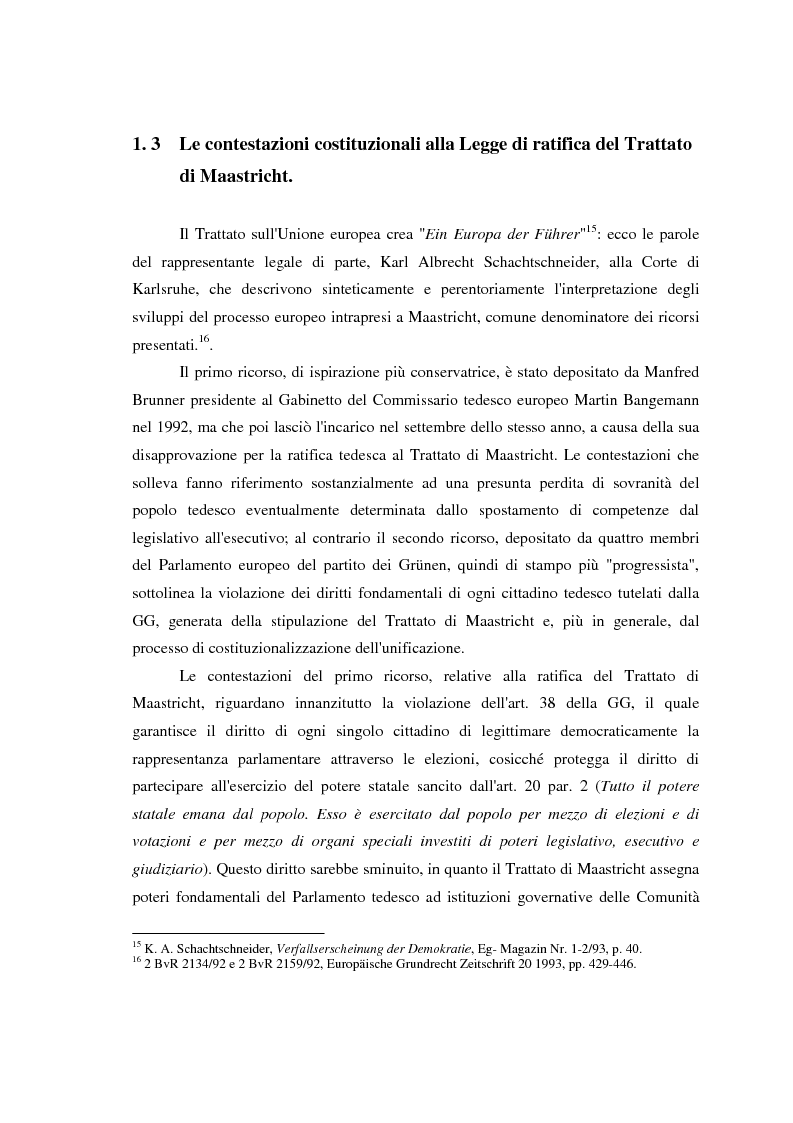 Anteprima della tesi: Maastricht: la legittimità della costruzione europea nel dibattito tedesco, Pagina 13