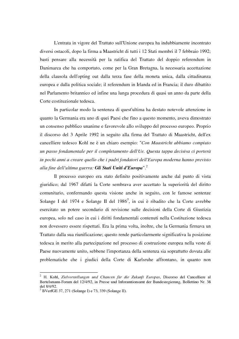 Anteprima della tesi: Maastricht: la legittimità della costruzione europea nel dibattito tedesco, Pagina 2