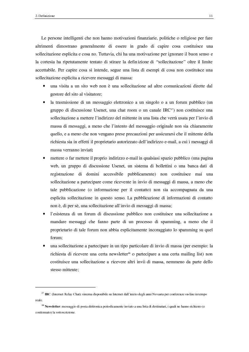 Anteprima della tesi: Analisi degli aspetti tecnici e comunicativi dello spamming sulla base di informazione documentaria e di test effettuati in rete, Pagina 11