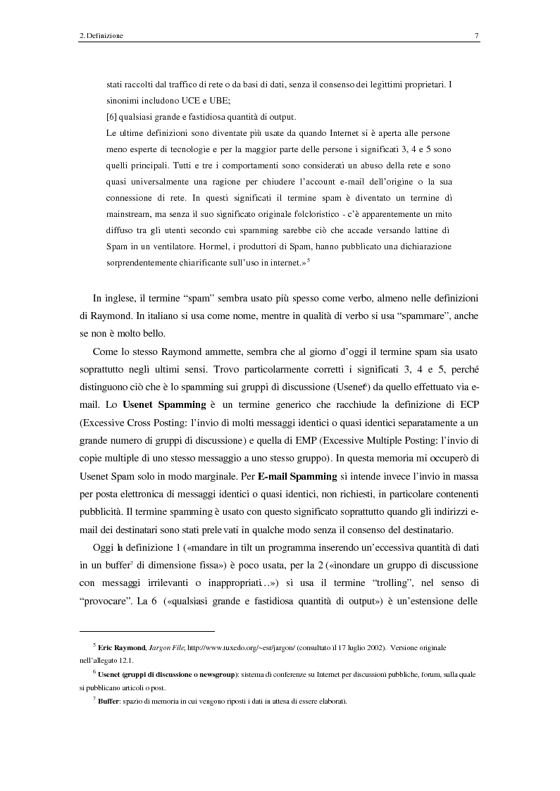 Anteprima della tesi: Analisi degli aspetti tecnici e comunicativi dello spamming sulla base di informazione documentaria e di test effettuati in rete, Pagina 7