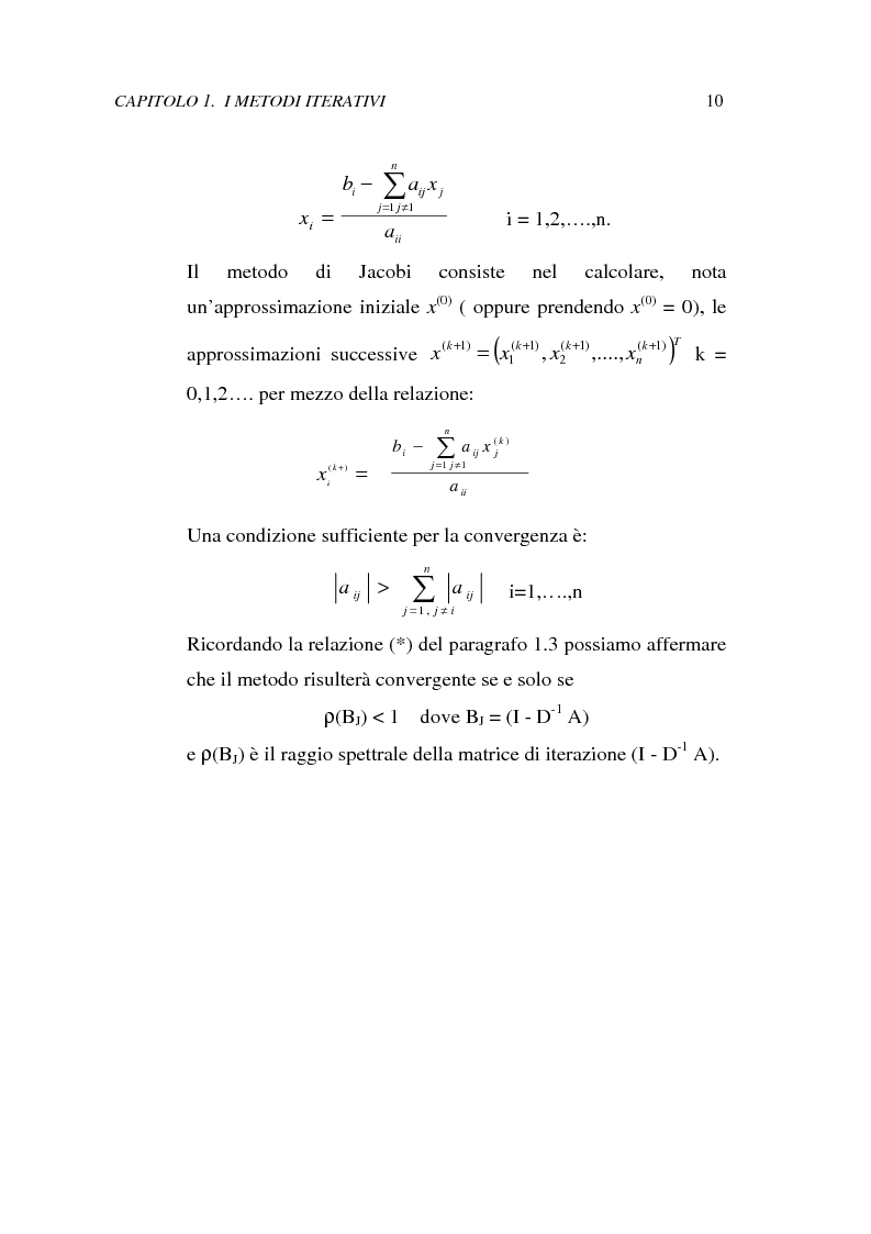 Anteprima della tesi: Metodi iterativi per la risoluzione di sistemi di equazioni lineari. Valutazione delle performance attraverso un codice Visual Basic, Pagina 13