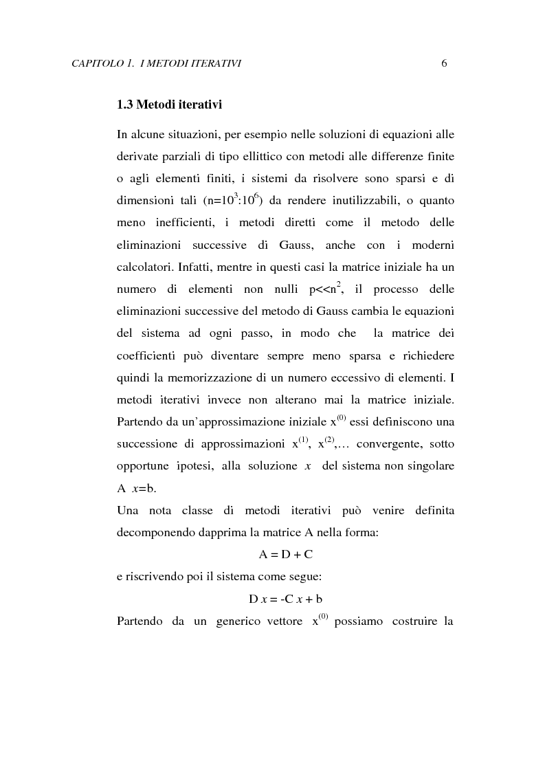 Anteprima della tesi: Metodi iterativi per la risoluzione di sistemi di equazioni lineari. Valutazione delle performance attraverso un codice Visual Basic, Pagina 9