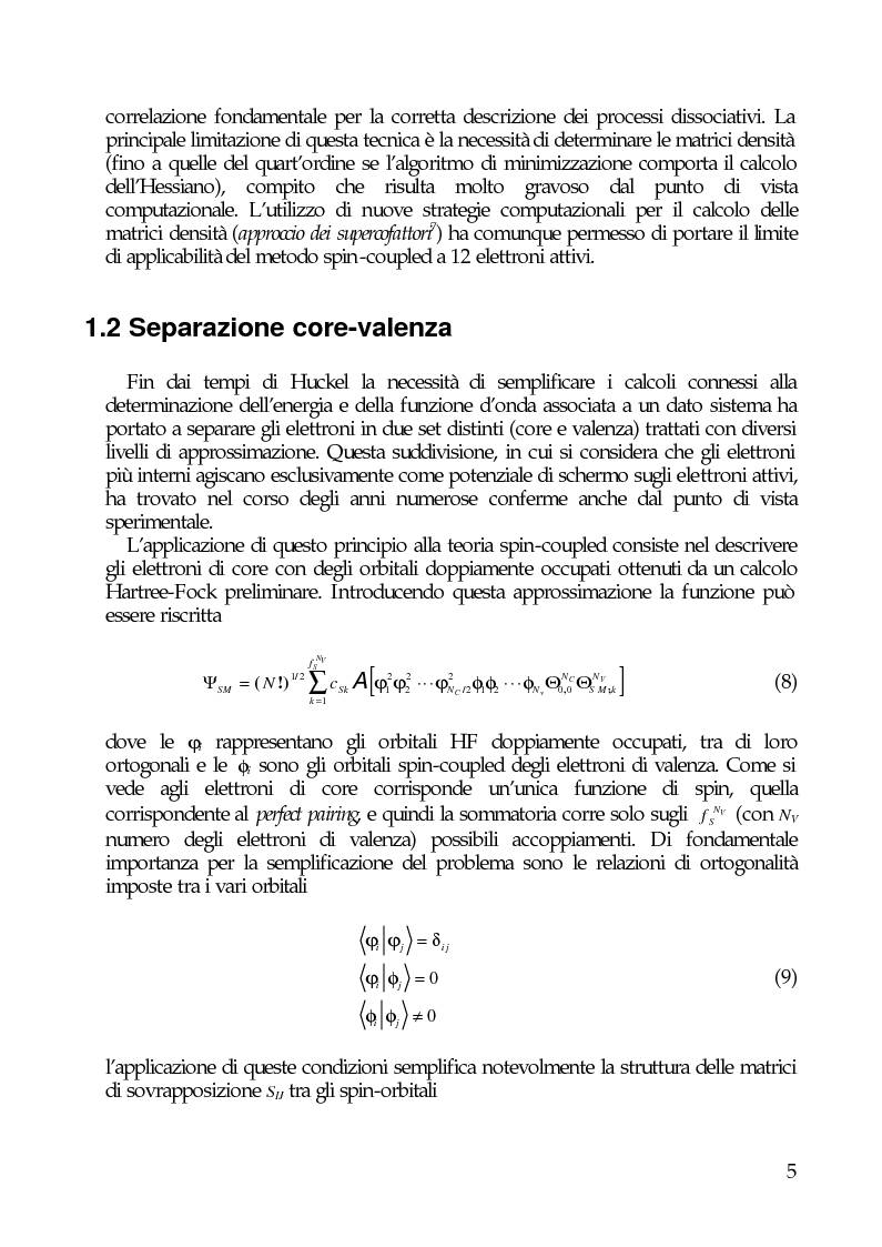 Anteprima della tesi: Sviluppo teorico e applicazioni degli approcci spin coupled e scf-mi: funzione d'onda sc di acetilene e allene, struttura scf-mi del complesso citosina-guanina-cisplatino, Pagina 4
