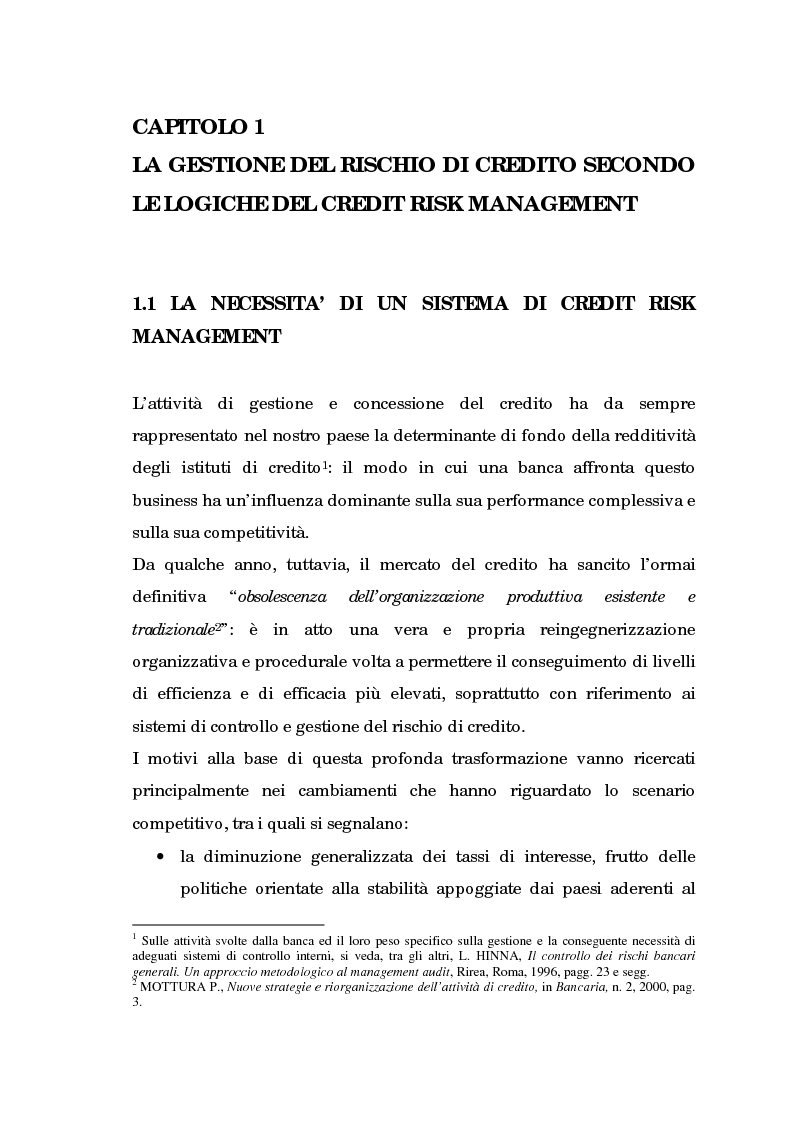 Anteprima della tesi: Profili evolutivi della valutazione e della rappresentazione dei crediti nei conti e nel bilancio delle banche. Aspetti normativi, regolamentazione di Basilea e principi contabili internazionali, Pagina 3