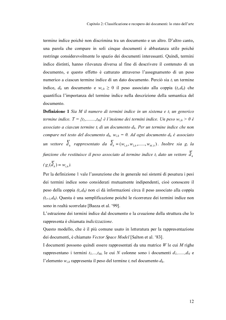 Anteprima della tesi: Sistema di classificazione e recupero dei documenti basato sul linguaggio naturale, Pagina 11