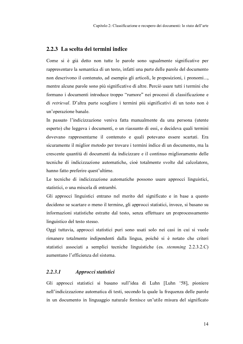 Anteprima della tesi: Sistema di classificazione e recupero dei documenti basato sul linguaggio naturale, Pagina 13