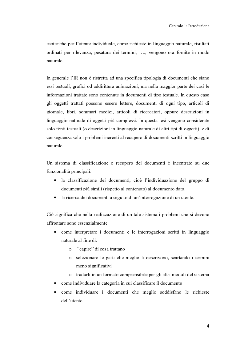 Anteprima della tesi: Sistema di classificazione e recupero dei documenti basato sul linguaggio naturale, Pagina 3