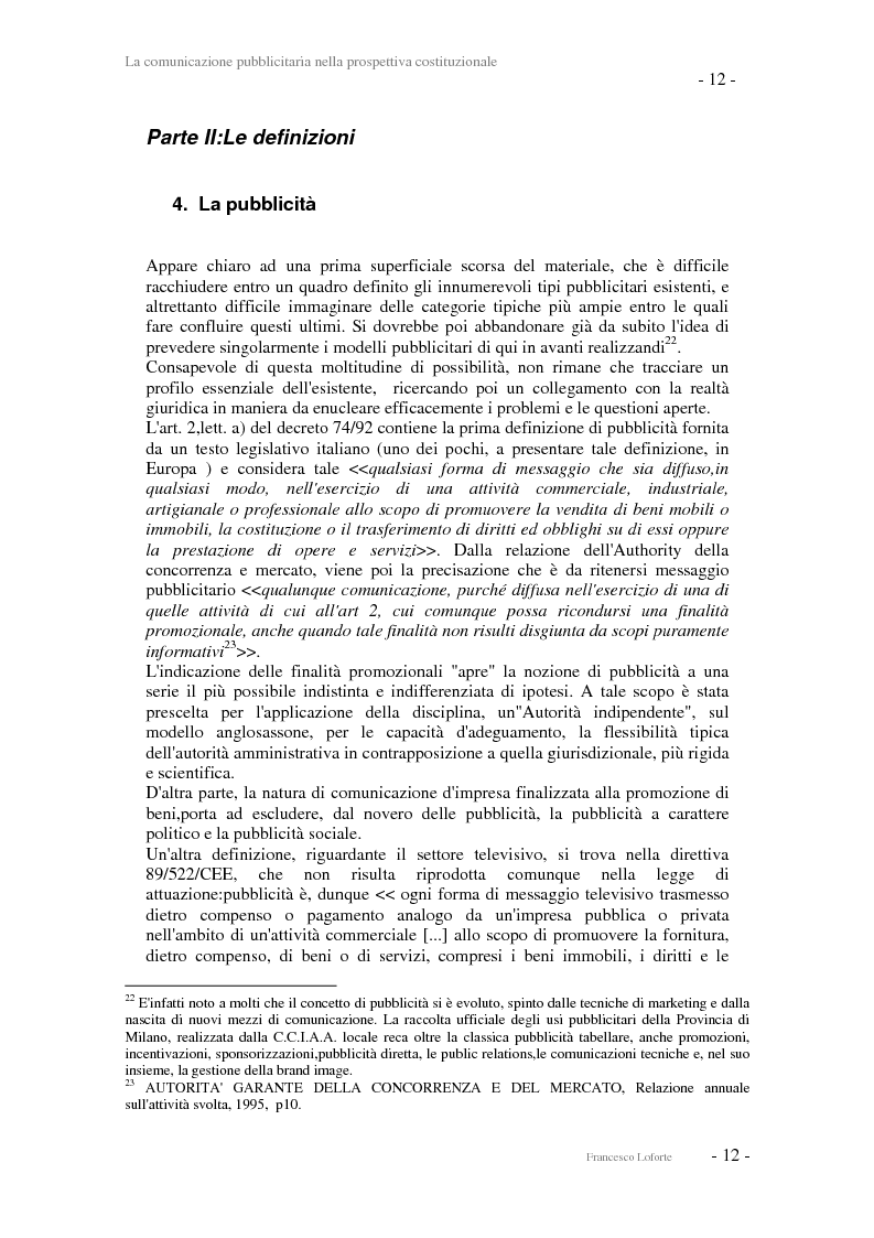 Anteprima della tesi: La comunicazione pubblicitaria nella prospettiva costituzionale, Pagina 12