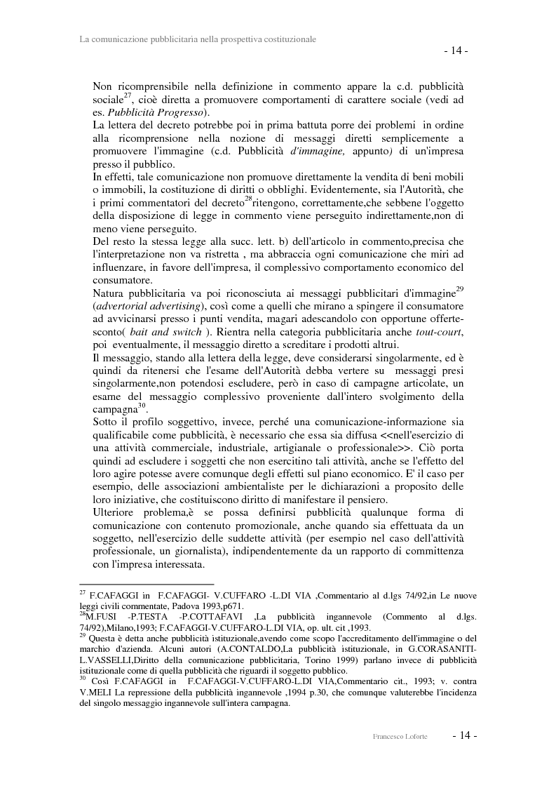 Anteprima della tesi: La comunicazione pubblicitaria nella prospettiva costituzionale, Pagina 14