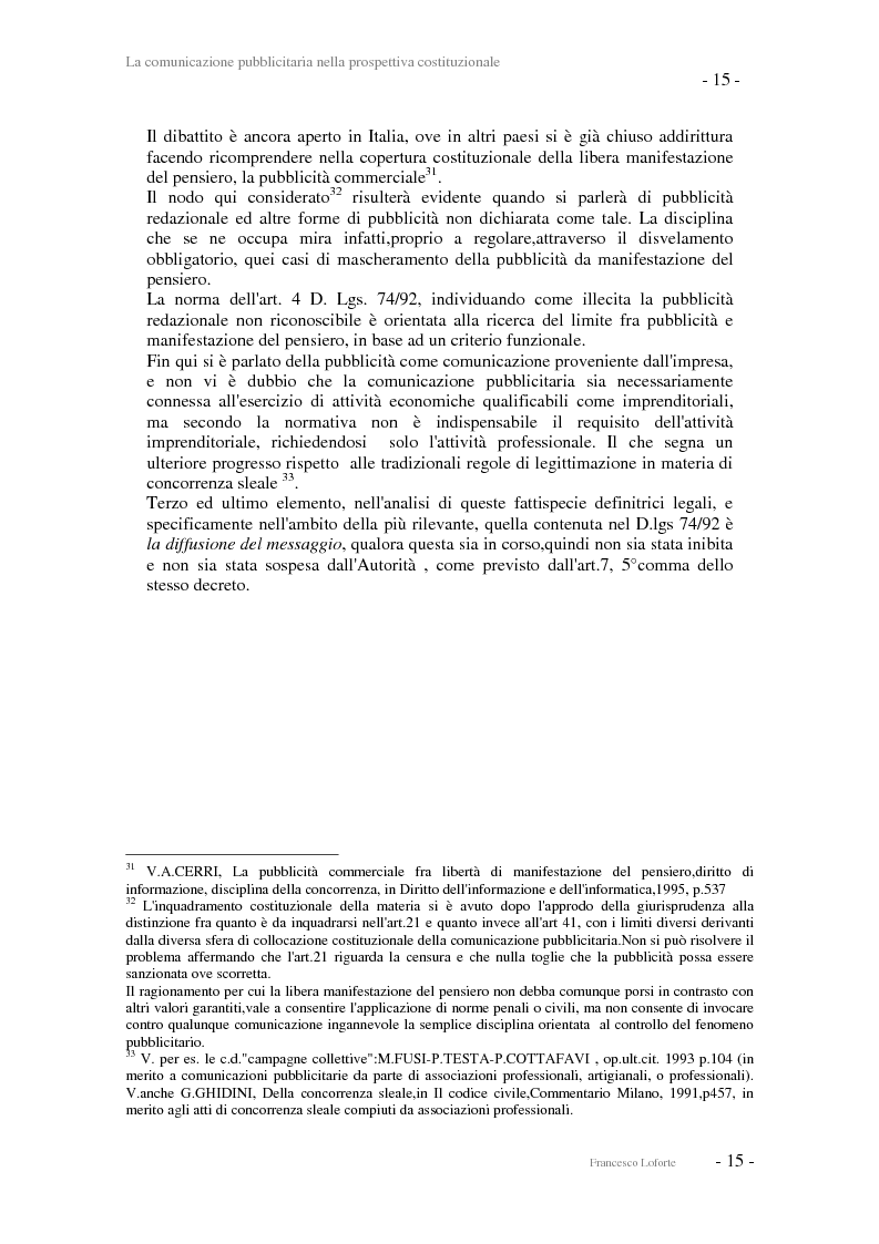 Anteprima della tesi: La comunicazione pubblicitaria nella prospettiva costituzionale, Pagina 15