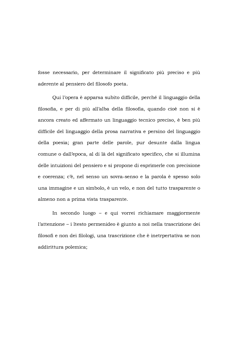 Anteprima della tesi: Indice e lessico parmenideo, Pagina 2