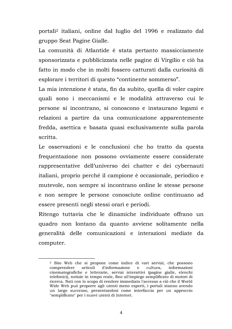 Anteprima della tesi: La costruzione della socialità online: il caso di Atlantide e C6, Pagina 4