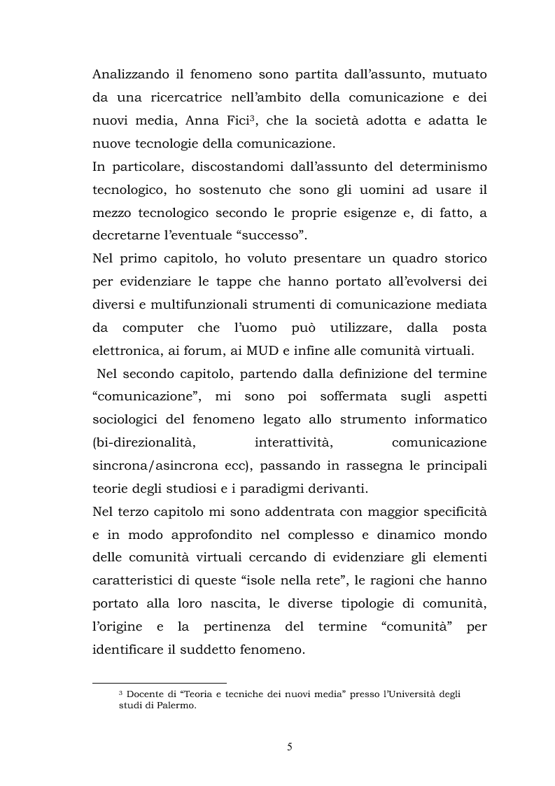 Anteprima della tesi: La costruzione della socialità online: il caso di Atlantide e C6, Pagina 5