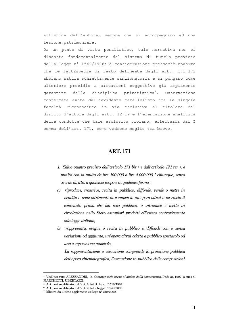 Anteprima della tesi: Responsabilità penale in materia di violazione del diritto d'autore, Pagina 10