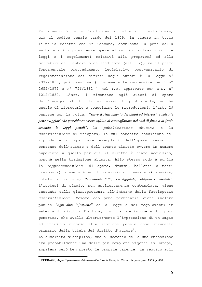 Anteprima della tesi: Responsabilità penale in materia di violazione del diritto d'autore, Pagina 7