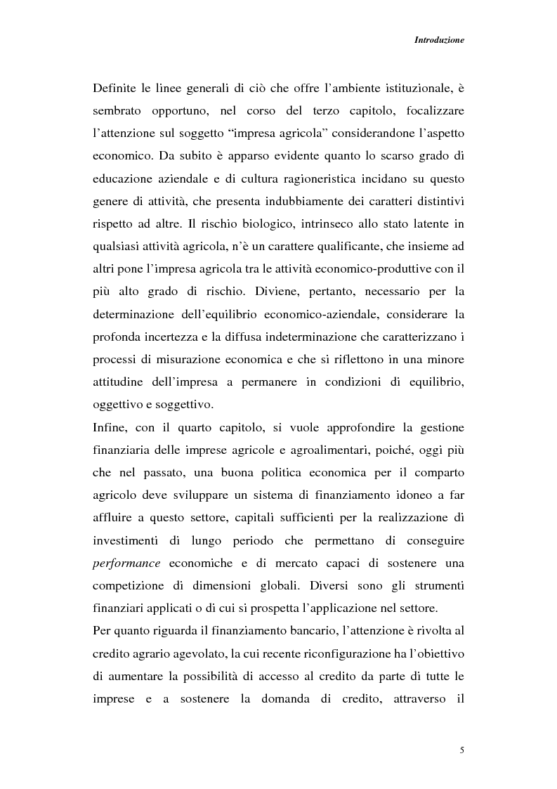 Anteprima della tesi: Profili di gestione finanziaria delle imprese agricole, Pagina 5