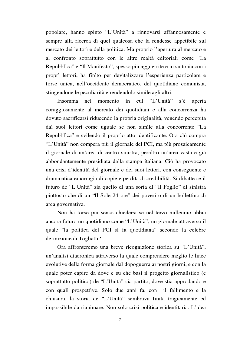 Anteprima della tesi: Le trasformazioni culturali e strutturali de ''L'Unità'', Pagina 5