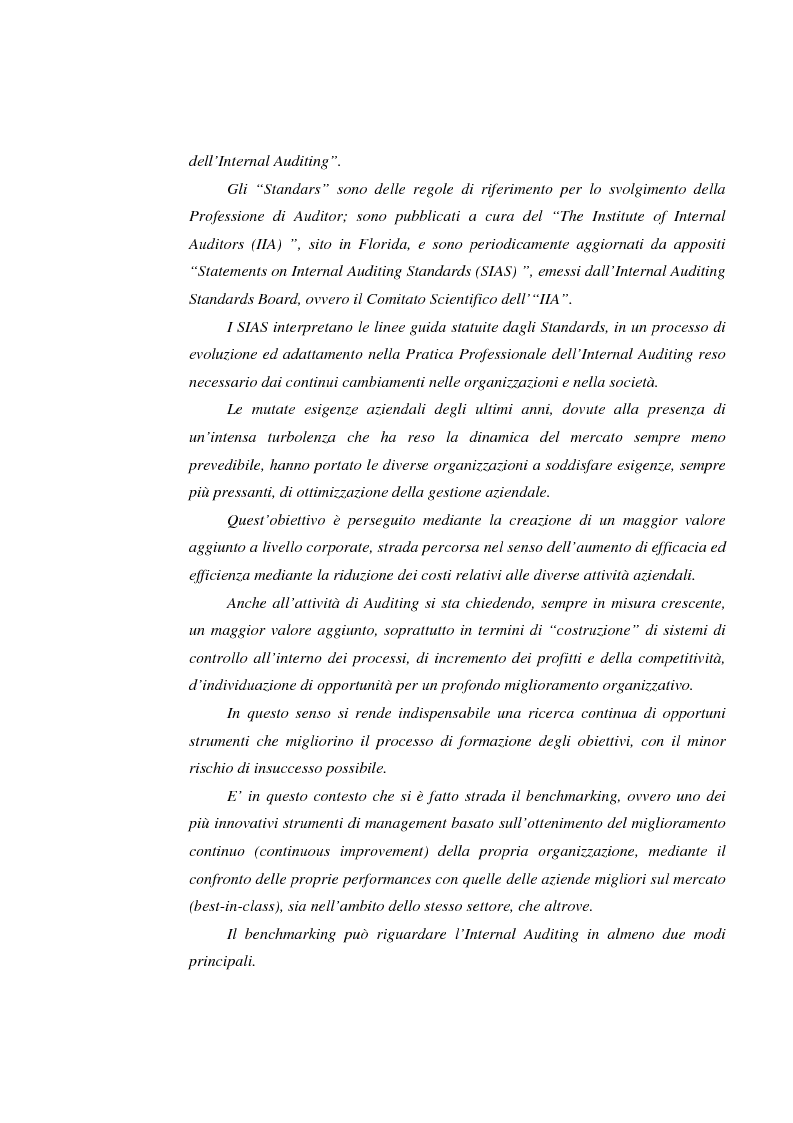 Anteprima della tesi: Il potere del benchmarking per l'internal auditing: il caso Telecom Italia Spa, Pagina 2