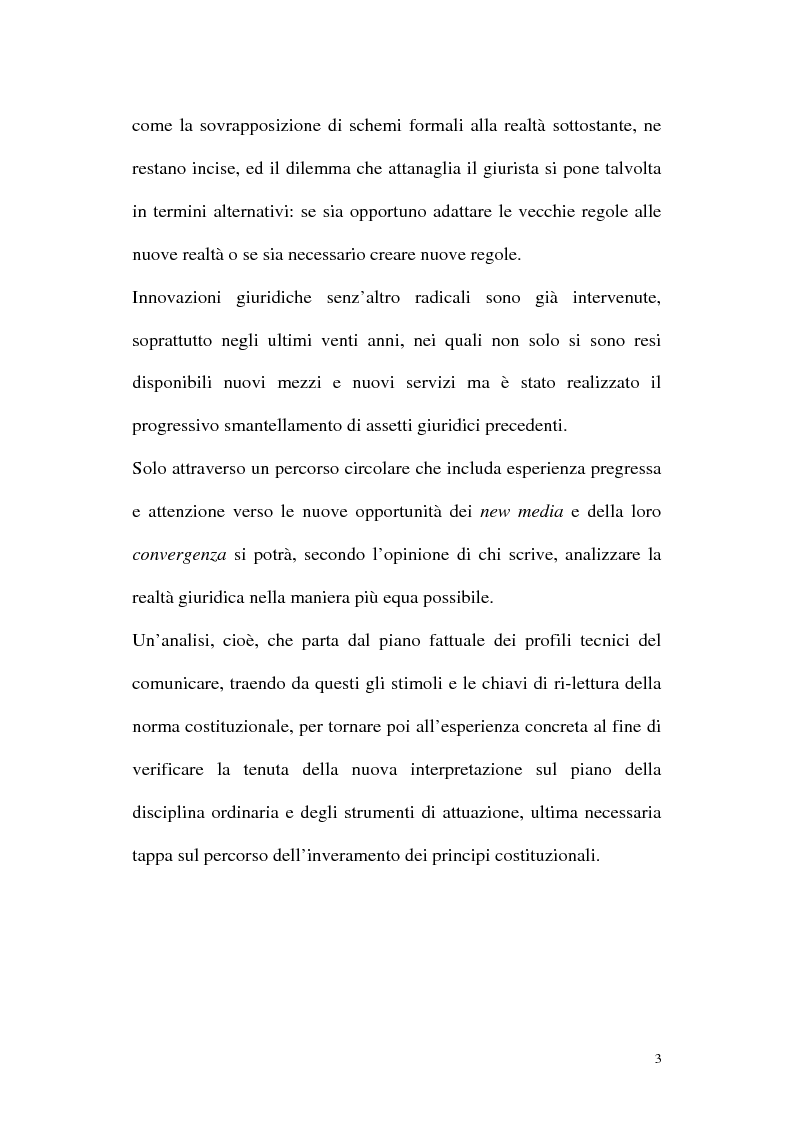 Anteprima della tesi: Il diritto alla comunicazione nel nuovo panorama tecnologico della convergenza multimediale, Pagina 2