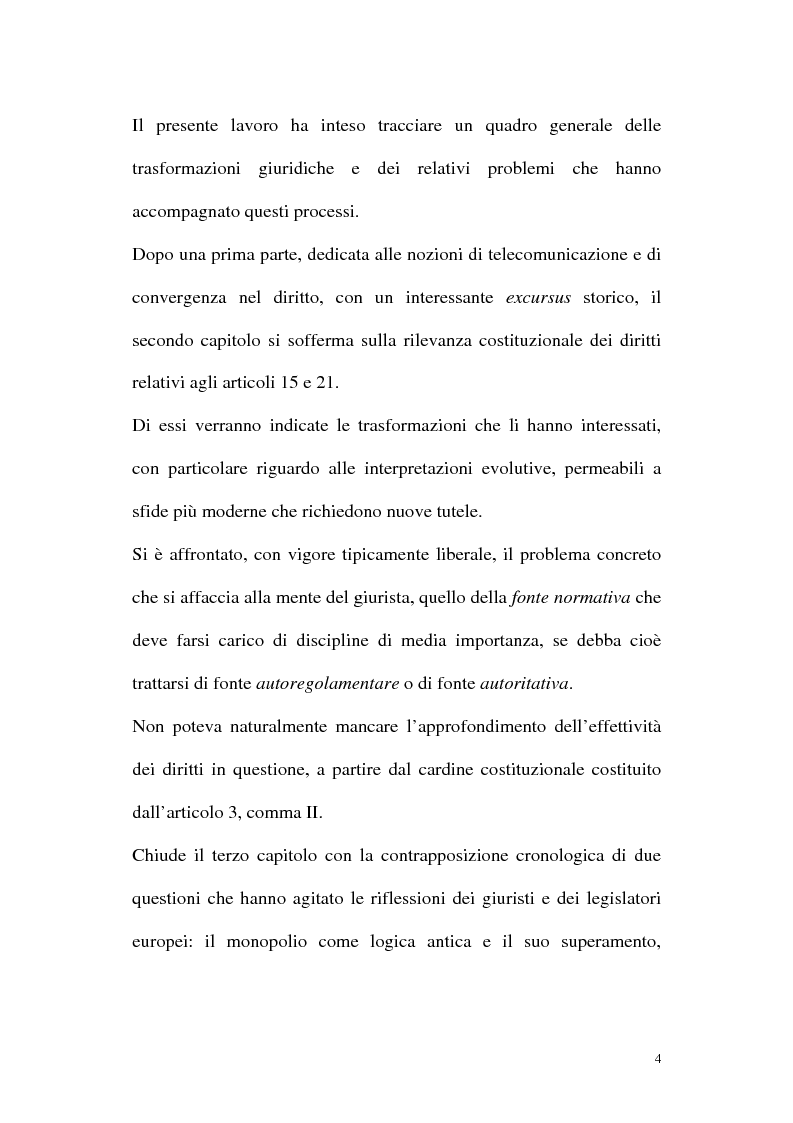 Anteprima della tesi: Il diritto alla comunicazione nel nuovo panorama tecnologico della convergenza multimediale, Pagina 3