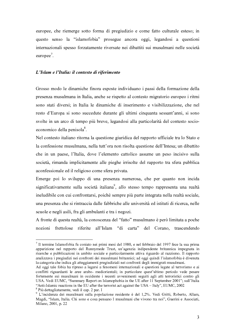 Anteprima della tesi: La presenza musulmana nel Friuli-Venezia Giulia: tra reminiscenza storica e nuova immigrazione, Pagina 3