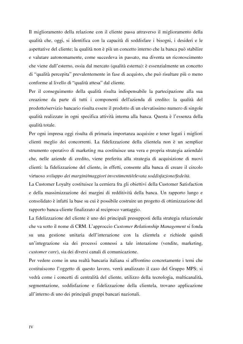 Anteprima della tesi: Segmenti di mercato e fidelizzazione della clientela bancaria. Il caso Gruppo Monte dei Paschi di Siena, Pagina 4