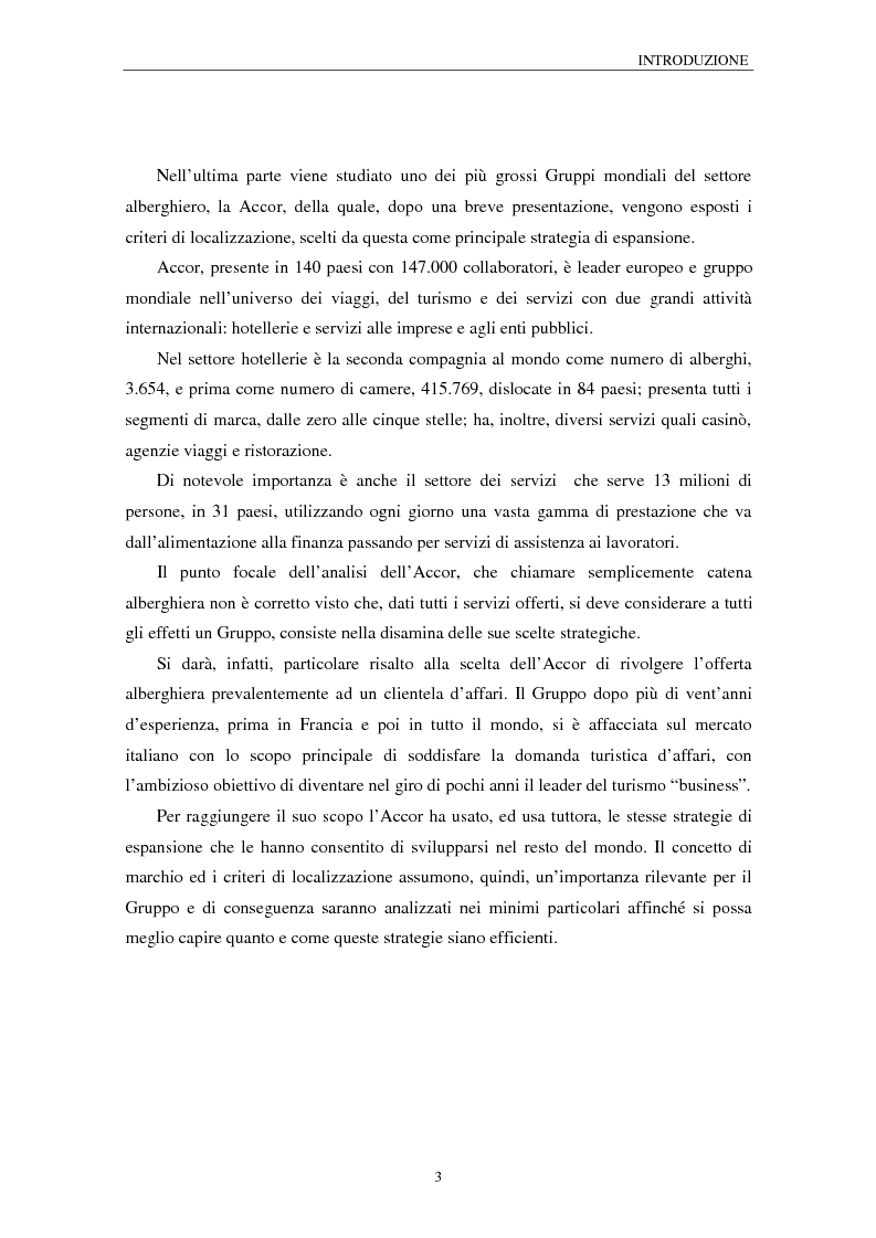 Anteprima della tesi: Nuove strategie competitive e processi localizzativi delle grandi catene alberghiere. Il caso Accor, Pagina 3