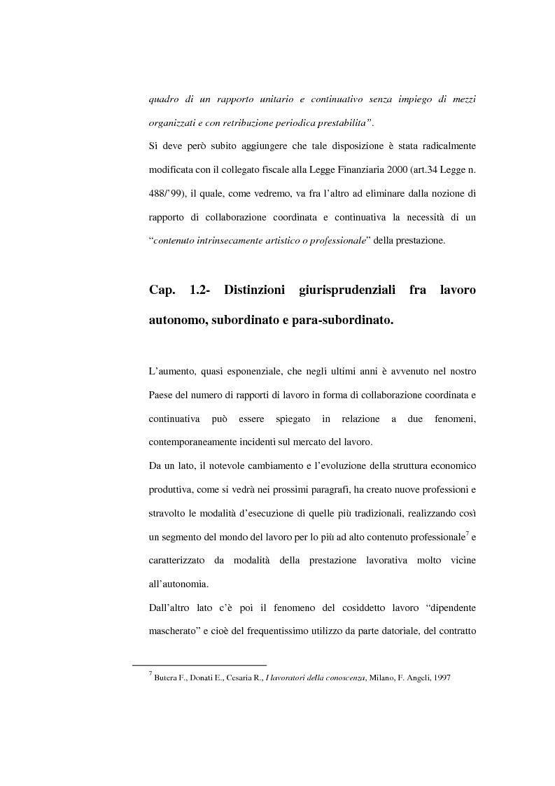 Anteprima della tesi: La contrattazione collettiva dei rapporti di collaborazione coordinata e continuativa, Pagina 7