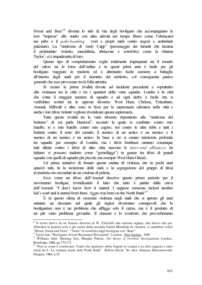Anteprima della tesi: Violenza negli stadi in Italia e in Inghilterra: radici, cause, atteggiamento dei mass media e rimedi in prospettiva comparata, Pagina 10