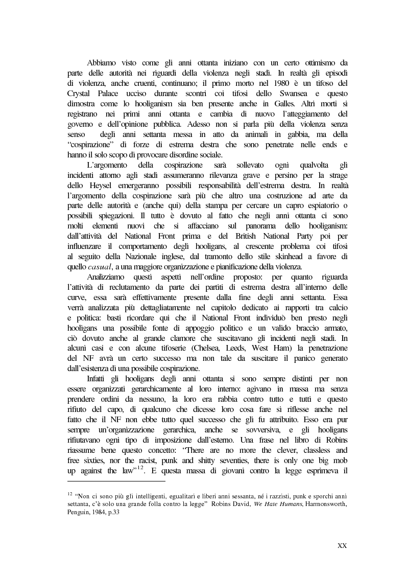 Anteprima della tesi: Violenza negli stadi in Italia e in Inghilterra: radici, cause, atteggiamento dei mass media e rimedi in prospettiva comparata, Pagina 14