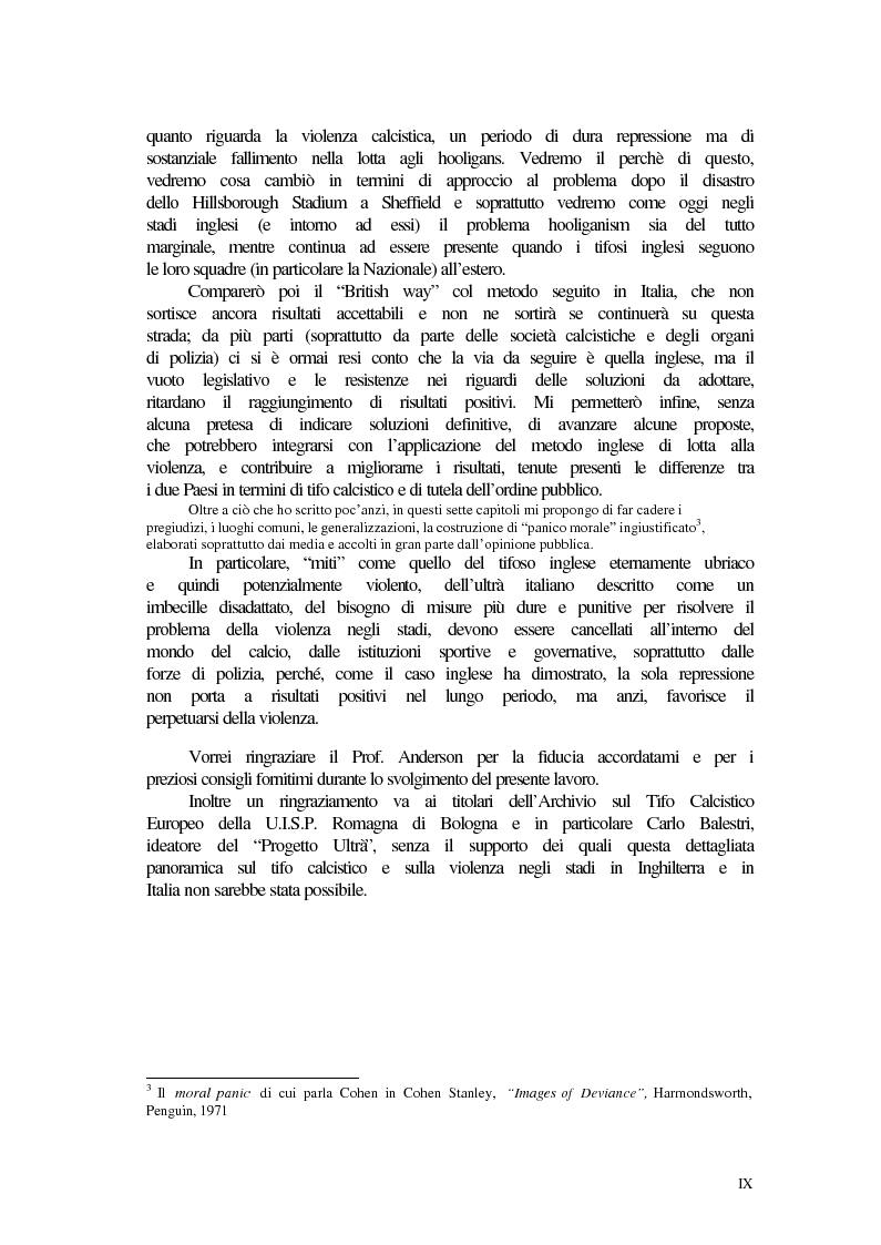 Anteprima della tesi: Violenza negli stadi in Italia e in Inghilterra: radici, cause, atteggiamento dei mass media e rimedi in prospettiva comparata, Pagina 3