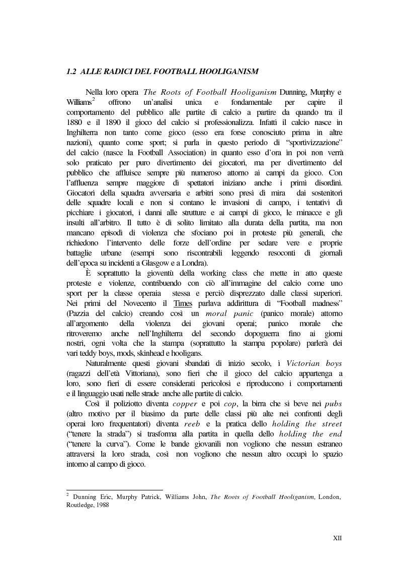 Anteprima della tesi: Violenza negli stadi in Italia e in Inghilterra: radici, cause, atteggiamento dei mass media e rimedi in prospettiva comparata, Pagina 6