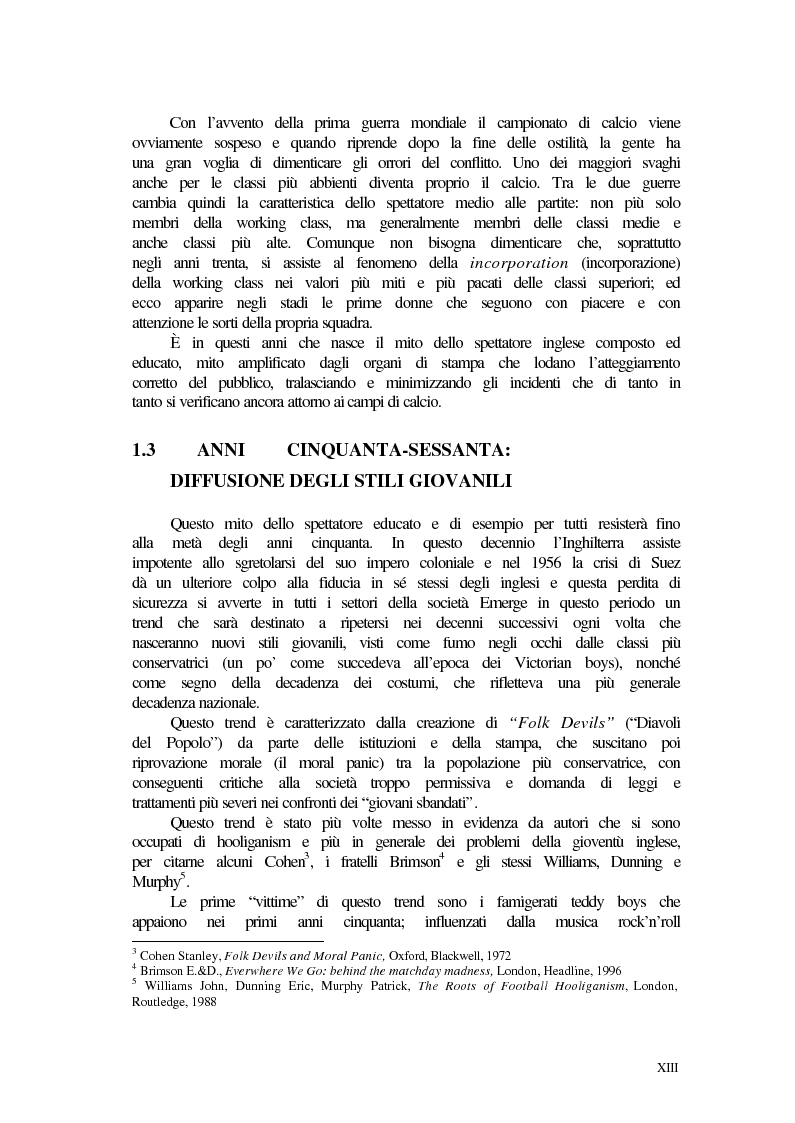 Anteprima della tesi: Violenza negli stadi in Italia e in Inghilterra: radici, cause, atteggiamento dei mass media e rimedi in prospettiva comparata, Pagina 7